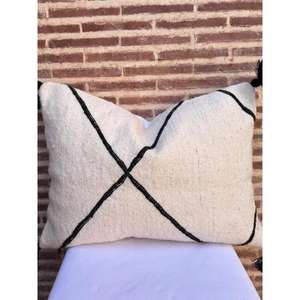 Funda de Almohada Marroquí Hecha a Mano, Funda de Cojín Tradicional Bereber, Cojín Decorativo Boho para Sofá, Almohada Decorativa de Algodón para el Hogar - Product Image 1