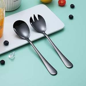 Dernier arrivage ensemble de couverts à salade décoratifs en métal cuillère et fourchette faites à la main poignée unique maison cuisine et restaurant couverts vaisselle - Product Image 2