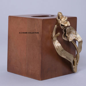 Antique <b>Rose</b> Accent Design Tissue <b>Box</b> Brass and Aluminum Metal Tissue <b>Box</b> Holder for Best Selling Tableware and Household Use - Product Image 2