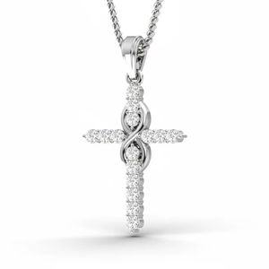 Pendentif haut de gamme en forme de croix infinie avec diamants naturels en or, bijoux fins alliant le spirituel et le style contemporain - Product Image 1