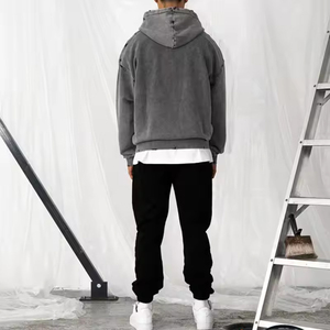 เสื้อฮู้ดมีซิปสำหรับผู้ชายเสื้อฮู้ดแบบกรดซักได้สำหรับผู้ชายเสื้อฮู้ดแบบรูดซิปทำโลโก้ตามสั่ง - Product Image 4