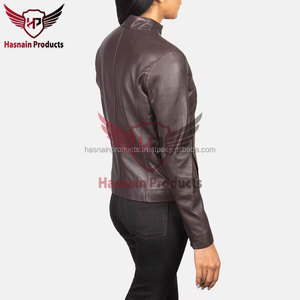 Chaqueta de cuero sólido de manga larga personalizada para mujer tela impresa con logotipo de diseño OEM chaqueta de moda - Product Image 5