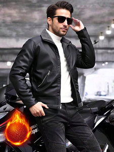 Veste en cuir d'agneau véritable noir pour homme Vestes en cuir de moto marron véritable vintage pour homme - Product Image 4