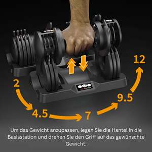Mancuernas Ajustables Nurisports de 2kg-12kg, Pesas de Acero y Hierro para Gimnasio y Fitness en Casa, con Recubrimiento de Goma y Logotipo Personalizado - Product Image 2