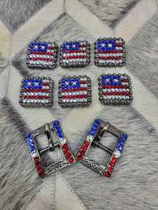 Top Tendance Horae Tack Décoration USA Drapeau Thème Strass Décoré Conchos & Boucles Matériel Décoratif Entièrement Personnalisable - Product Image 2