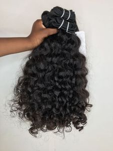 Extensions de cheveux humains indiens vierges bouclés ondulés, double trame machine, pointes super double drawn, pour tissage, 34 pouces, 100g - Product Image 1