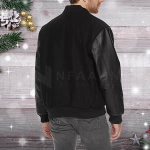 Veste à col montant en faux cuir grande taille pour hommes design Letterman pour l'extérieur vente en gros - Product Image 6