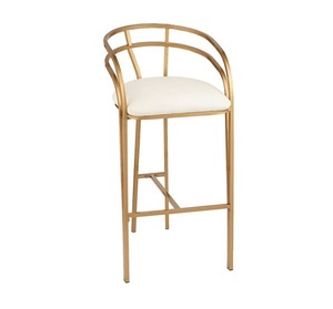 เก้าอี้กำมะหยี่สีขาวทำจากโลหะสีทองเงางามดีไซน์แบบ2024 - Product Image 1