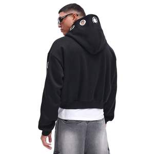 Sudadera con Capucha Casual con Ojales Metálicos Personalizados, Sudadera con Capucha de Algodón Grueso con Herrajes Metálicos de Gran Tamaño, Sudadera con Capucha Elegante para Hombre - Product Image 2