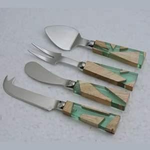 Ensemble de serveurs à fromage en métal argenté avec poignée en nacre Ustensiles d'épandage de couteaux à fromage pour cuisine moderne, mariage et salle à manger - Product Image 2