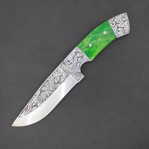 Wholesale Stainless Steel Fixed Hunting <b>Knife</b> Hand Engraved Leather <b>Sheath</b> OEM High Durability 3-Year Warranty Dollar <b>Sheath</b> - Product Image 2