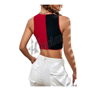 เสื้อกล้ามทรงครอปคอวีสำหรับผู้หญิงเสื้อถักแบบไม่สมมาตรเข้ารูป2025 - Product Image 6