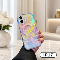 Coques de téléphone antichoc de luxe avec placage électrolytique IMD, motif coloré, magnétiques, anti-traces de doigts, avec coussin d'air pour 17