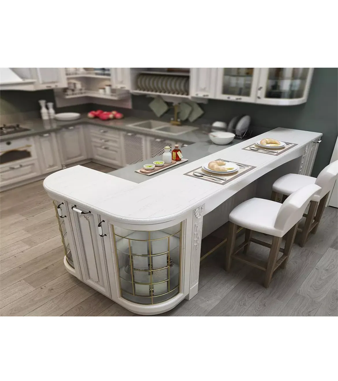 CBDMART-armario de cocina de melamina, de madera maciza de estilo británico mueble de cocina, armarios de puerta de vidrio