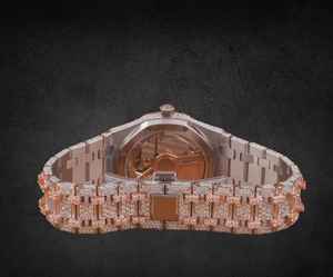 สายนาฬิกาเพชรเพชรสีโรสโกลด์พร้อมของขวัญทำจากสเตนเลสสตีลสำหรับเธอนาฬิกาเพชรประดับเพชรเต็มรูปแบบ - Product Image 4