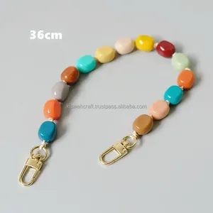 Top Trending Design Colorful Retro Resin Beads Clutch Purse Chain Resin <b>Handbag</b> <b>Handle</b> with Strap and Buckle Bag Accessory - Product Image 3