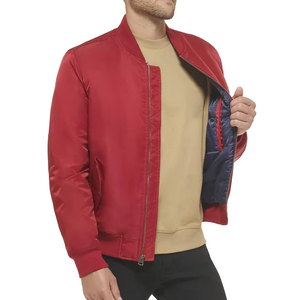 Chaqueta Bomber de Invierno para Hombre, Diseño Personalizado de Fábrica OEM, con Revestimiento, Estilo Urbano Vintage, Color Rojo, Material de Nailon/Poliéster - Product Image 5