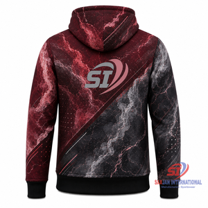 Sweat à capuche zippé intégral bordeaux pour homme avec logo personnalisé sur le devant, poches, motif 3D, 100 % coton, coupe-vent, anti-boulochage, hiver - Product Image 2