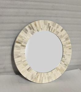 Miroir mural ovale moderne fait main avec incrustations d'os, tendance, décoration d'intérieur, réflecteur en verre clair, tendance - Product Image 2