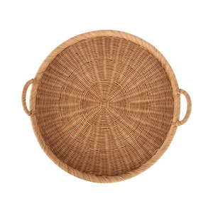 Bandeja de mimbre redonda hecha a mano Bohemia para Decoración de mesa de cocina y uso rústico para servir - Product Image 3