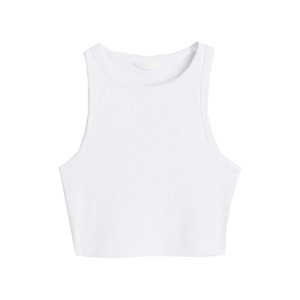 Top court sans manches côtelé de couleur blanche pour femmes, style streetwear, pour le B2B à un prix raisonnable, de la meilleure qualité, vente en gros - Product Image 5