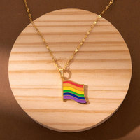 Pendentif tendance en acier inoxydable 316L, résistant à l'eau et inaltérable, plaqué or 14k 18k, collier arc-en-ciel coloré pour femme