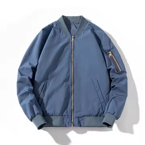 Blouson Bomber Bleu Femme Couleur Unie Fermeture Éclair Col Montant Manches Longues Coupe-Vent Rembourrage Polyester Vêtement d'Automne - Product Image 6