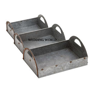 ถาดเสิร์ฟอาหารชุบสังกะสีแบบแฮนด์เมดทรงรีถาดเสิร์ฟโลหะสำหรับอาหารค่ำสุดหรูดีไซน์เนอร์ขายส่ง - Product Image 2