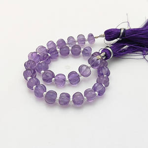 Vente en gros de perles de citrouille sculptées en améthyste de 5 à 7 mm perles en forme d'agate et de melon perles de citrouille en quartz pour la fabrication de bijoux - Product Image 3