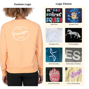 Custom Screen Print Soft Cotton Fleece Crew <b>Neck</b> <b>Jumper</b> Embroidered Luxury <b>High</b> Quality Ladies Crewneck Sweatshirts for Women - Product Image 2