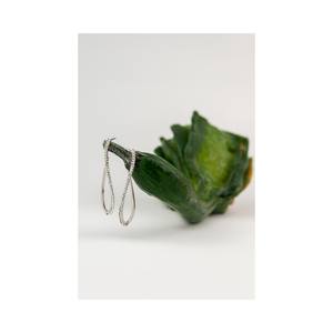 Pendientes de Aro Estilo Ola de Alta Calidad al por Mayor, Blancos con Cristales, Chapados en Oro de 18K, Plata de Ley 925 - Product Image 4