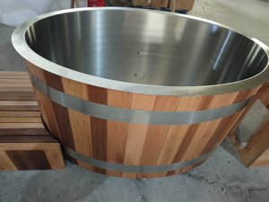 Baignoire froide en <span class=keywords><strong>bois</strong></span> extérieure avec refroidisseur et chauffage intégrés 1 personnes - Product Image 4