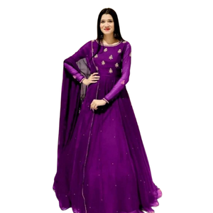 Designer indien pakistanais Georgette robes brodées pour femmes costumes Punjabi respirant Shalwar Kameez robe grande taille femmes - Product Image 3