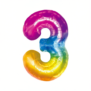 Palloncino Foil Numero 3 Multicolore 80cm per Feste, Riempibile con Elio, Decorazione per Feste - Product Image 2