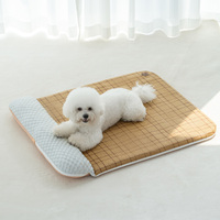 Lit pour chien et chat en tissu de soie glacée, anti-rayures, luxueux, moderne, simple, carré, toutes saisons, frais, confortable, doux, durable, multifonctionnel