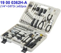 ITA Tools – Kit d'outils à douilles manuelles 62 pièces 1/4" 3/8" en acier au carbone, coffret rigide, modèle OEM 19 00