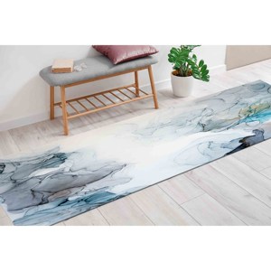 Gray Marble <b>Rug</b>: Modern Soft Tones, Salon or Nursery,<b>Chenille</b> <b>Rug</b> - Product Image 2