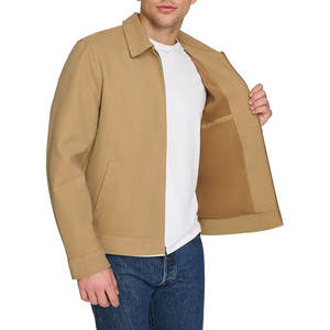 Veste en simili cuir vintage pour homme, couleur unie, col montant, fermeture éclair sur le devant, logo, technique de lavage, imperméable, écologique pour l'hiver - Product Image 5