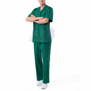 Lightweight Eco-Friendly Cotton Men's <b>Scrub</b> Suit Set for Hospital Use Needle Detection Soft Flexible Smooth Fabric Durable Build - Product Image 3