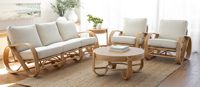 Causeuse en rotin naturel fabriquée à la main avec coussins en peluche canapé de style bohème pour salon confortable et extérieur pour appartements