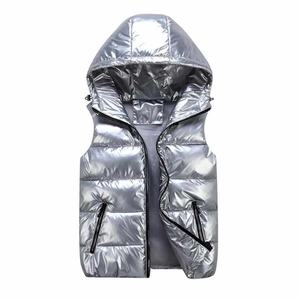 Gilet matelassé unisexe sur mesure, grande taille, léger, sans manches, veste d'hiver chaude, capuche, veste imperméable, fibre de polyester, devant - Product Image 1