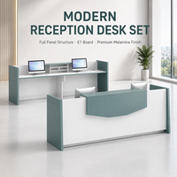 Comptoir de réception de bureau moderne en panneau de particules mélaminé E1 de 40 mm d'épaisseur, mobilier de réception commercial