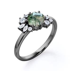 Bague de fiançailles céleste en argent sterling 925 0.6 carats Moissanite d'agate de mousse hexagonale classique pour les fêtes de mariage - Product Image 4