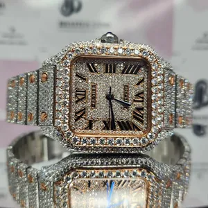 Men's Stainless Steel Branded Iced Out Moissanite Chronological Hip Hop Watch Wholesale Price and Free Shipping