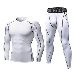 Ensembles de fitness de gymnastique pour hommes personnalisés 2 pièces vêtements de sport de compression unisexe vêtements d'entraînement solide personnalisable entraînement pour hommes - Product Image 3