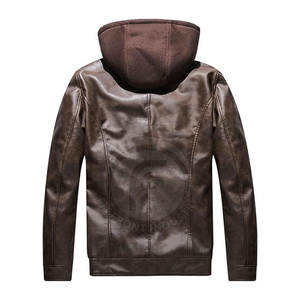 Veste en cuir de vache respirante, coupe-vent, écologique, chaude pour l'hiver, à capuche, décontractée pour hommes à prix raisonnable - Product Image 2