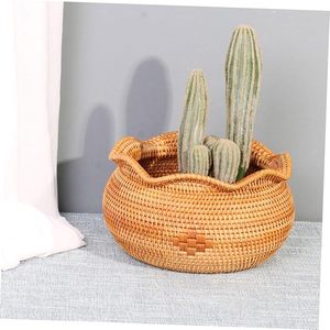 2 cestas de mimbre Natural tejidas rústicas para organización del hogar, almacenamiento de pan para aperitivos de frutas - Product Image 4