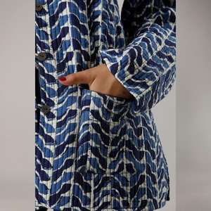 Veste matelassée en coton bleu pour dames réversible Animal léger Varsity Bomber court Blazer peau de mouton manteaux d'hiver - Product Image 6