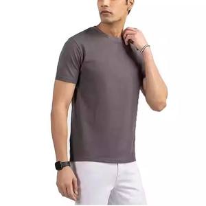Camiseta de Cuello Redondo de Manga Corta de Algodón Puro de 270 g, Tejido de Punto, Color Sólido, Personalizada con Impresión, para Hombre, con Fibra de Algodón y Bambú - Product Image 1