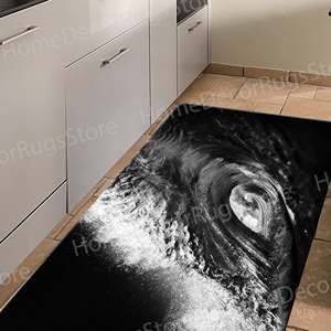 Black And White Surf <b>Rugs</b>, Accent <b>Rugs</b>, Wave <b>Rugs</b>, Custom <b>Rugs</b>, Printed <b>Rug</b>,With Pile Soft <b>Rug</b> - Product Image 1